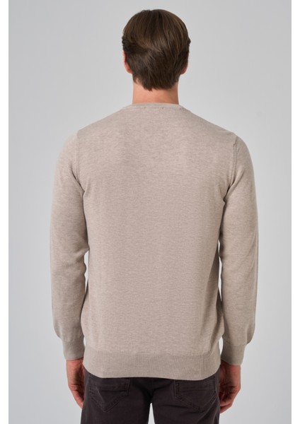 Erkek Bej Basic Bisiklet Yaka Dynamic Fit Rahat Kesim Triko indirimleri