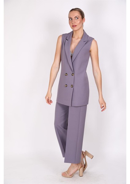 Midi Boy Klasik Yelek & Bol Paça Pantolon-Antrasit