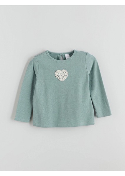 Lcw Kids Mavi Bisiklet Yaka Nakışlı Kız Çocuk Tişört 2'li modelleri