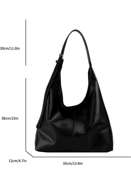 Kadın Siyah Omuz Çantası Yumuşak Iç ve Dış Dokulu Kaliteli Işçilik ve Yumuşak Suni Deri El Çantası