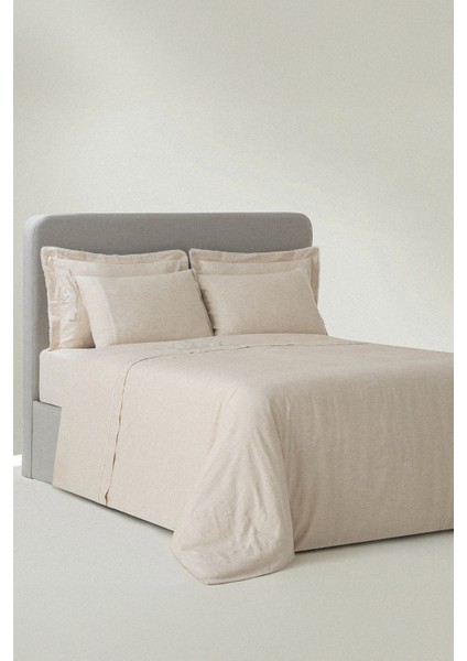 Mihra Bej Çift Kişilik %100 Organik Pamuk Keten Nevresim Takımı modelleri