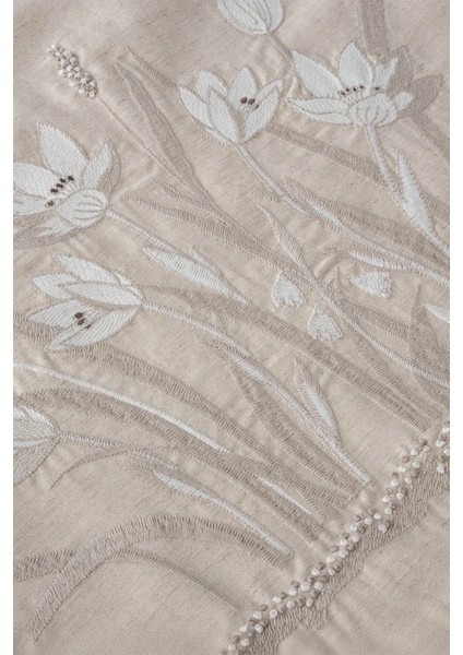 Mihra Bej Çift Kişilik %100 Organik Pamuk Keten Nevresim Takımı indirimleri