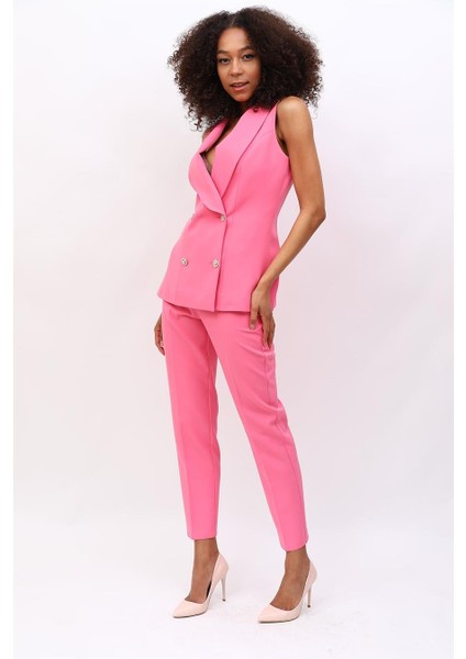 Abiye Yelek & Boru Paça Pantolon Takım-Pembe fiyatları