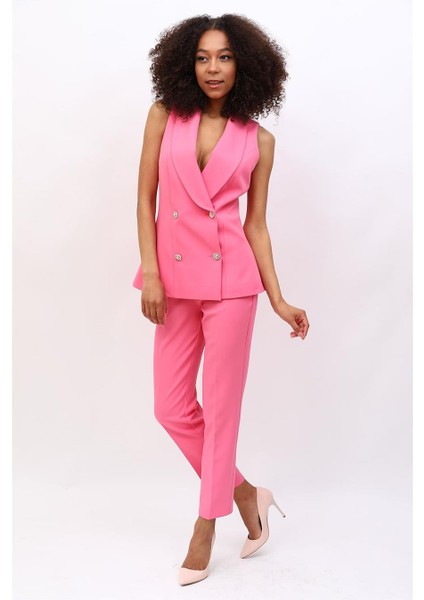 Abiye Yelek & Boru Paça Pantolon Takım-Pembe fırsatları
