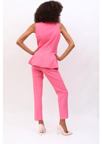 Abiye Yelek & Boru Paça Pantolon Takım-Pembe indirimleri