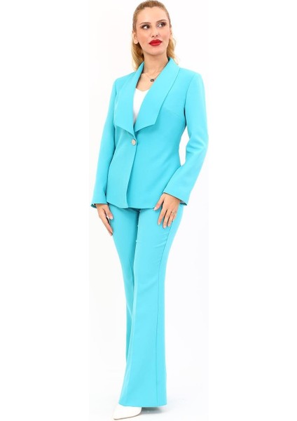 Amerikan Yaka Klasik Ceket & Ispanyol Paça Pantolon-Turkuaz fiyatları