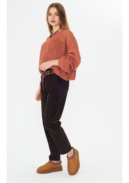 Ince Fitilli Kadife Kemerli Pantolon Kahve fiyatları