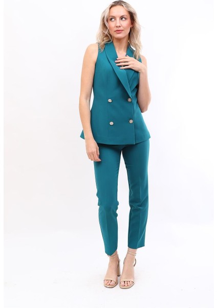 Abiye Yelek & Boru Paça Pantolon Takım-Petrol indirimleri