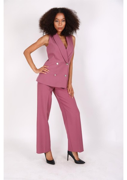 Abiye Yelek & Bol Paça Pantolon Takım-Rose fiyatları