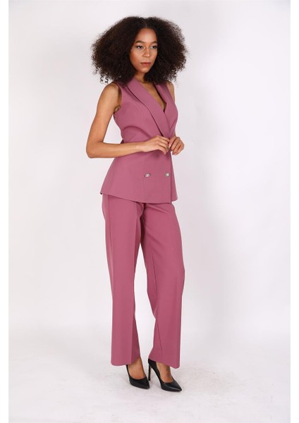 Abiye Yelek & Bol Paça Pantolon Takım-Rose modelleri