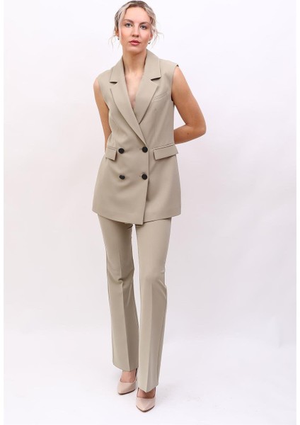 Blazer Yelek & Ispanyol Paça Pantolon-Bambu