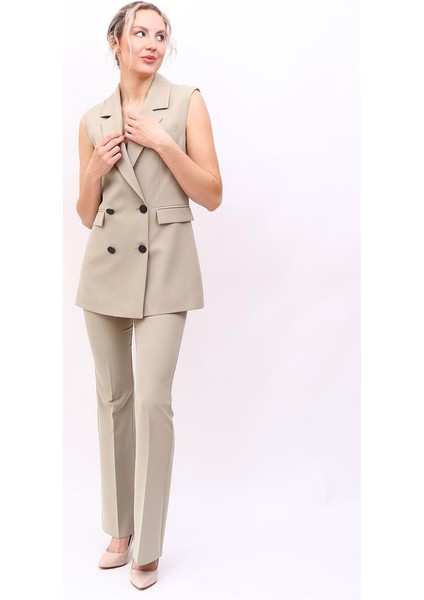 Blazer Yelek & Ispanyol Paça Pantolon-Bambu fırsatları