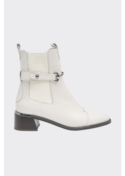 Fermuarlı Tokalı Hakiki Deri Kadın Bot