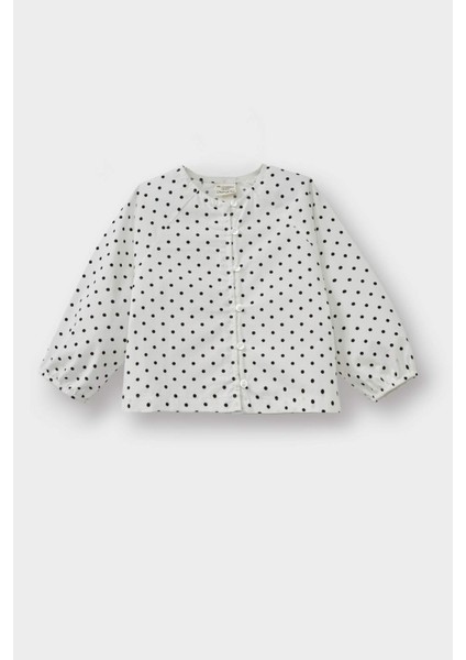 Kız Bebek Puantiyeli Reglan Kol Poplin Uzun Kollu Gömlek G3654A525AU