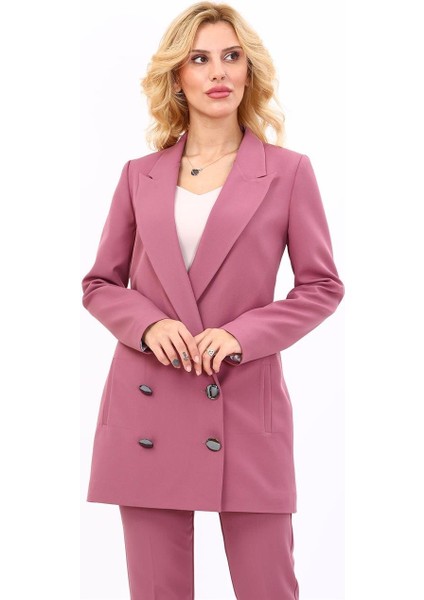 Erkek Yaka Kuruvaze Uzun Ceket-Rose fiyatları