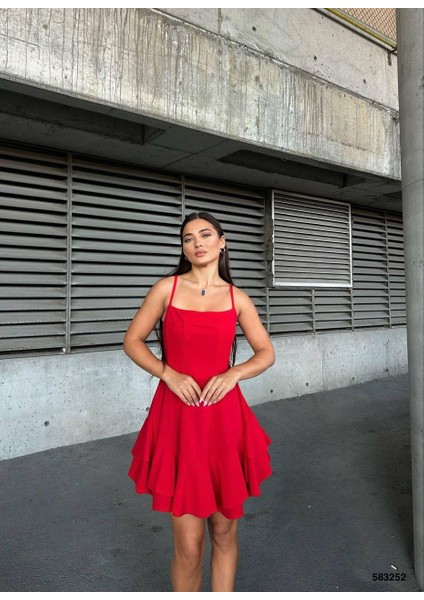 Ip Askılı Prenses Model Elbise Kırmızı 583252 fiyatları