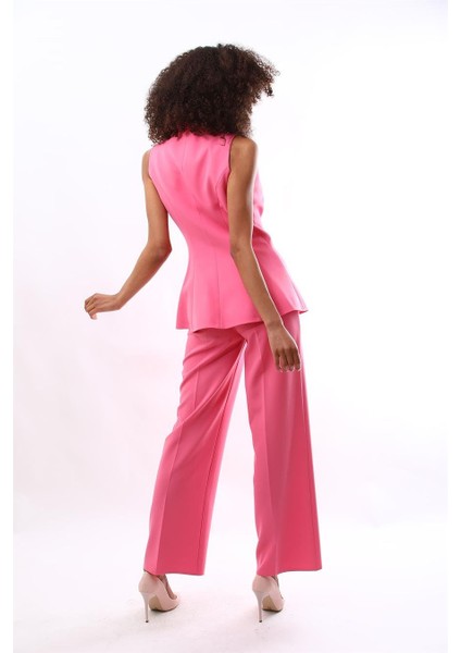 Abiye Yelek & Bol Paça Pantolon Takım-Pembe indirimleri