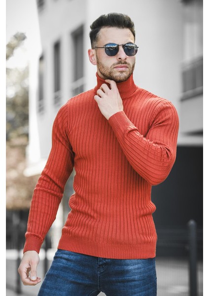 Seka 822 Kalın Fitilli Slim Fit Erkek Boğazlı Kazak