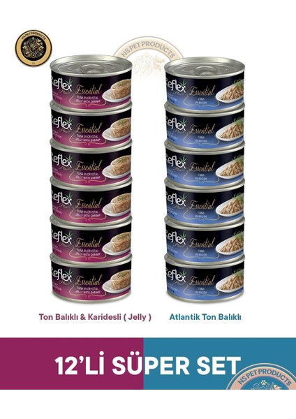 Plus Essential Kedi Jöle-Ton-Karides ve Ton Balıklı - 12X70GR