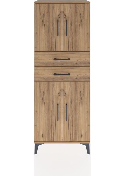 Arges Dolap 3 Raflı 2 Çekmeceli 4 Kapaklı 60X30X163 Çam-Çam