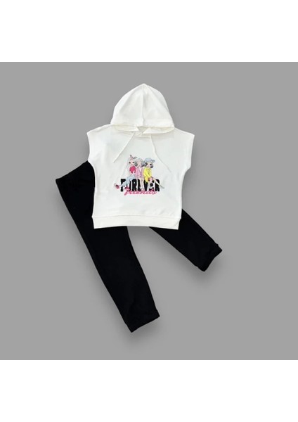 3-4-5 Yaş Forever Cici Kızlar Baskılı Kapşonlu 2li Kız Çocuk Takımı Siyah fiyatları
