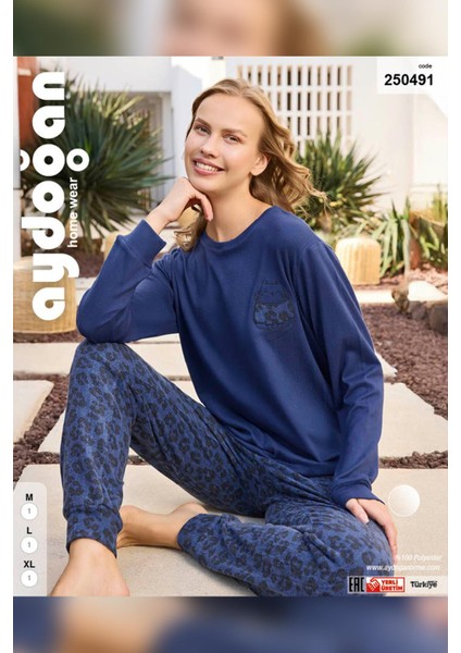 Kadın Asya Termal Leopar Lacivert Pijama Takım 0491 modelleri