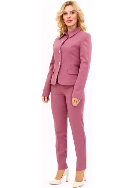 Peplum Ceket & Boru Paça Pantolon Takım-Rose fiyatları