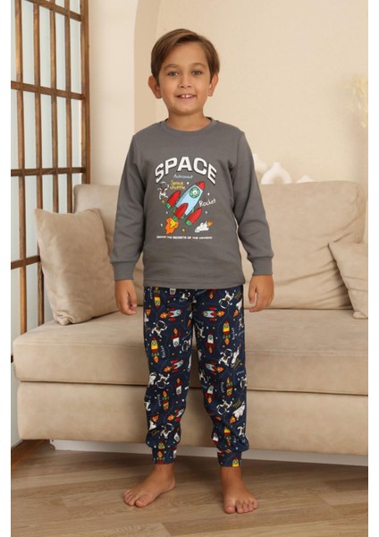 Krm Baskılı Kız Çocuk Pijama takımı - Gri
