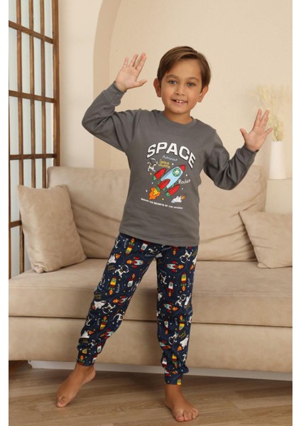 Krm Baskılı Kız Çocuk Pijama takımı - Gri modelleri