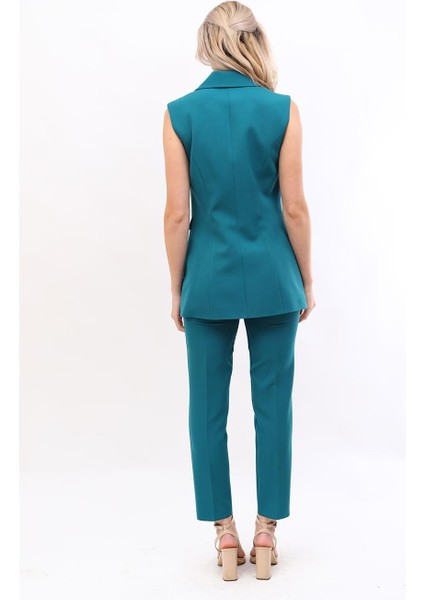 Blazer Yelek & Boru Paça Pantolon-Petrol fiyatları