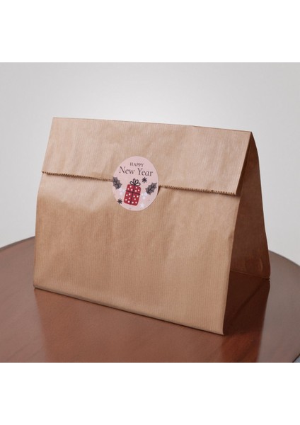 Yılbaşı Happy New Year Yazılı Sticker Seti, Yeni Yıl Hediye ve Paketleme Etiketi, 108 Adet, 33X33 mm fırsatları