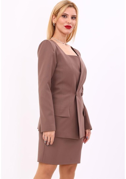 Kare Yaka Ceket-Kahve fırsatları