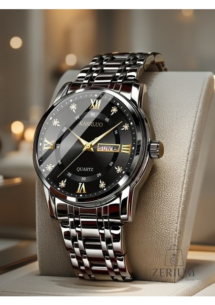 Black Diamond Ipx7 Suya Dayanıklı Takvimli Çelik Quartz Premıum Erkek Saat
