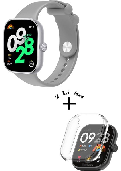 Xiaomi Redmi Watch 4 / 5 Uyumlu Yumuşak Silikon Kordon + Kasa ve Ekran Koruyucu