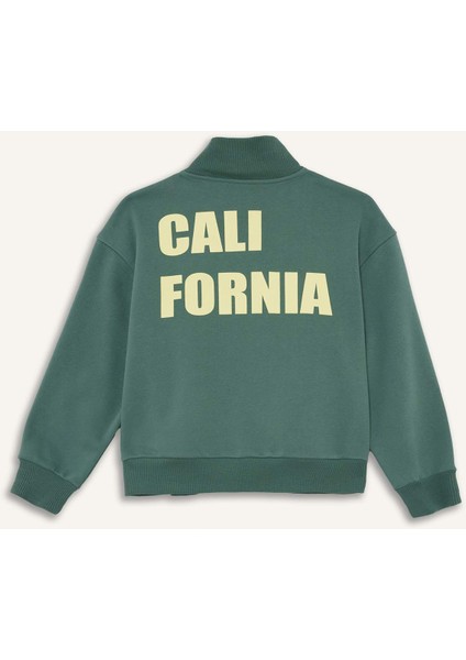 Kız Çocuk 2'li Takım Baskılı Yarım Fermuarlı Sweatshirt Geniş Paça Eşofman Altı F8401A825WN indirimleri
