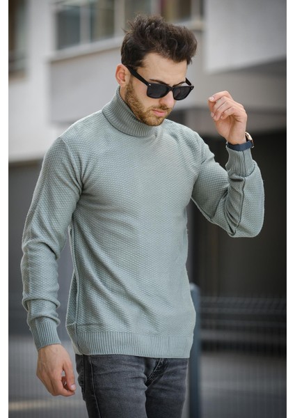 Seka 500 Slim Fit Petek Örgü Erkek Tam Balıkçı Kazak