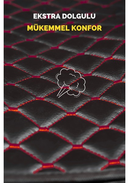 Ergonomik,ortopedik,suni Deri Kapitoneli Lüks Ototurco Oto Koltuk Kılıfı-Minderi (7li Tam Set)Siyah