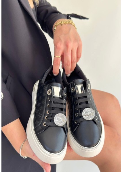 Jlar Siyah Cilt Bağcıklı Spor Ayakkabı