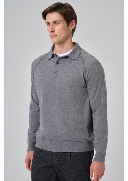 Erkek Gri Trend Core Spun Polo Yaka Dynamic Fit Rahat Kesim Triko fiyatları