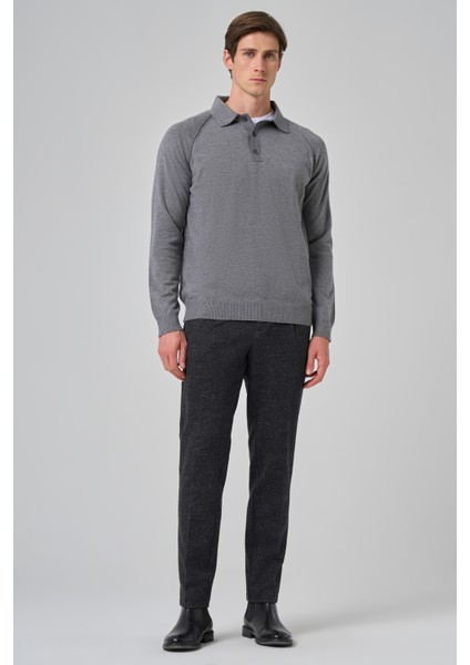 Erkek Gri Trend Core Spun Polo Yaka Dynamic Fit Rahat Kesim Triko fırsatları