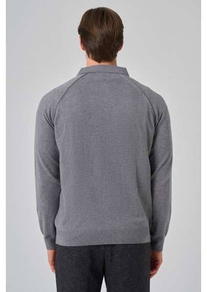 Erkek Gri Trend Core Spun Polo Yaka Dynamic Fit Rahat Kesim Triko indirimleri