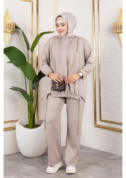 Modal Kumaş Bej Oversize Ikili Takım modelleri