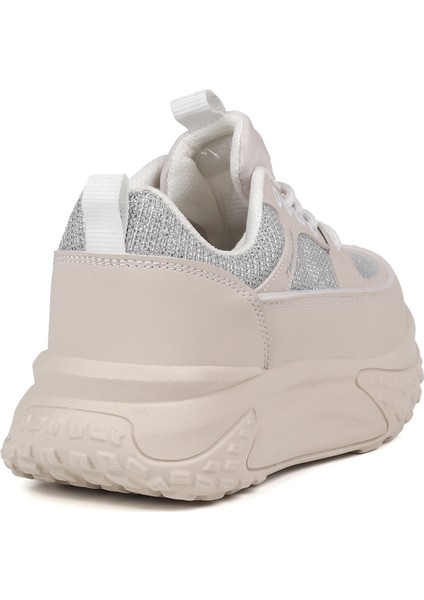 Kadın Kalın Tabanlı Bej Parlak Sneaker Spor Ayakkabı – Rahat, Şık ve Günlük Kullanıma Uygun indirimleri