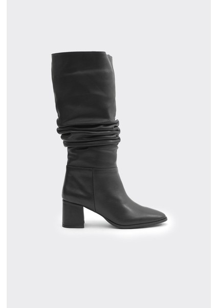 Hakiki Deri Fermuarsız Kadın Çizme