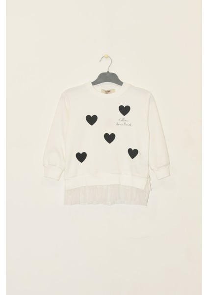 Kız Çocuk 2 Iplik Kalpli Tüllü Trend Sweatshirt - 525035 fiyatları