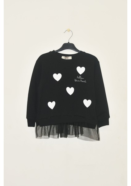 Kız Çocuk 2 Iplik Kalpli Tüllü Trend Sweatshirt - 525035 fiyatları