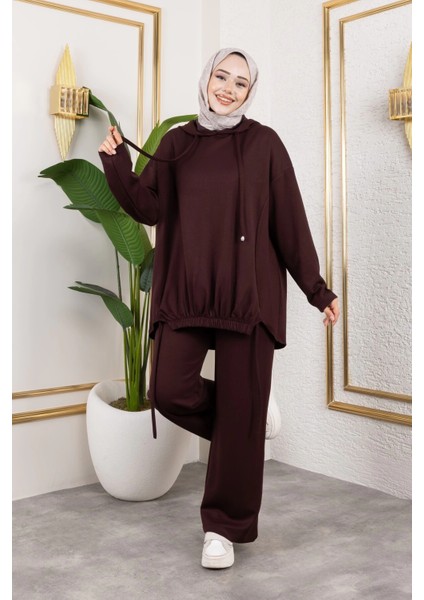 Modal Kumaş Kahverengi Oversize Ikili Takım modelleri