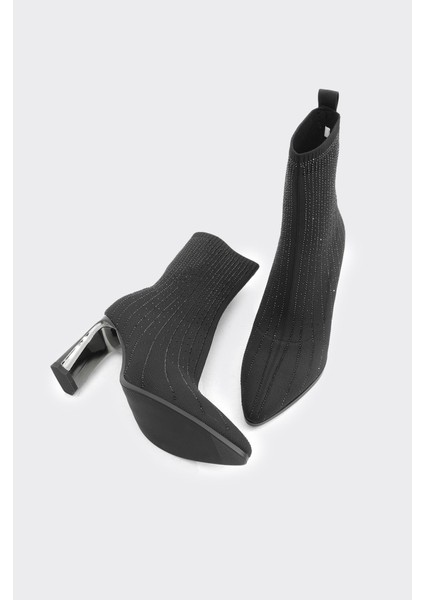 Topuklu Fermuarlı Taş Aksesuarlı Kadın Bot fırsatları