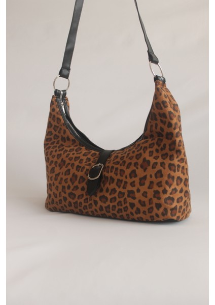 Bolanga Süet Vintage Omuz Çantası Leopar fırsatları