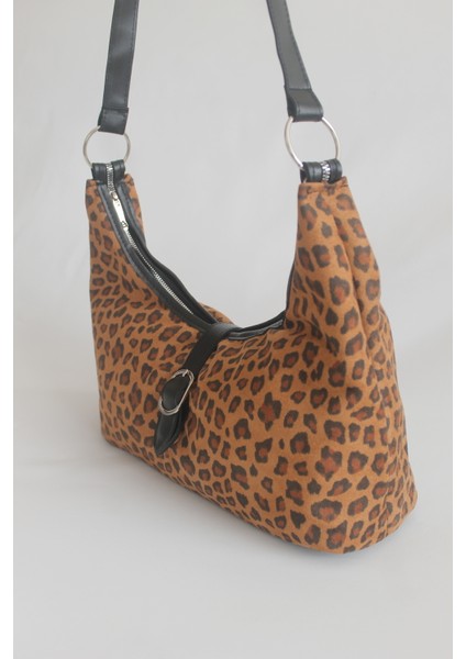 Bolanga Süet Vintage Omuz Çantası Leopar